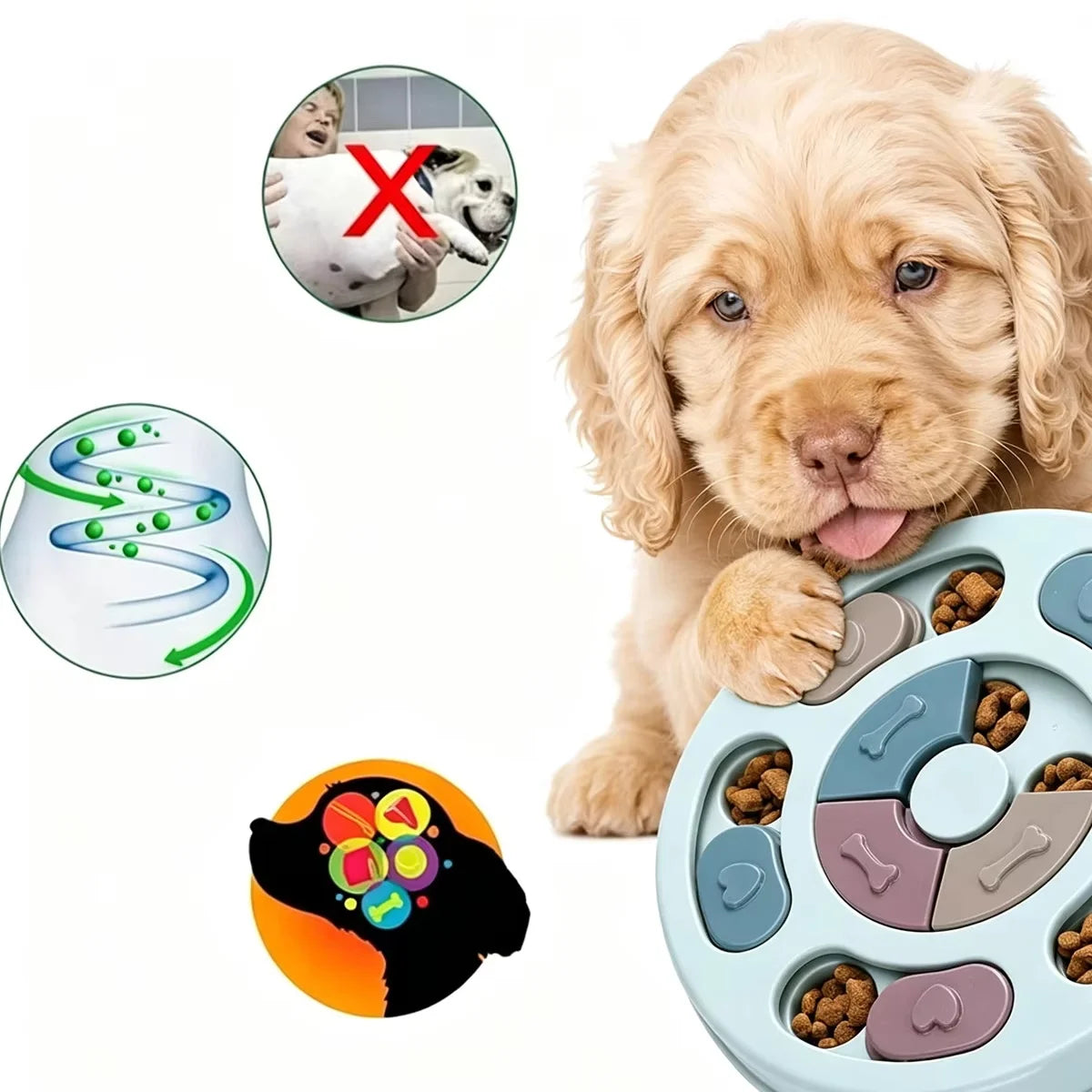 Pet Feeder Dog Slow Food Bowl PUzzle Interactive Toy Increase Iq