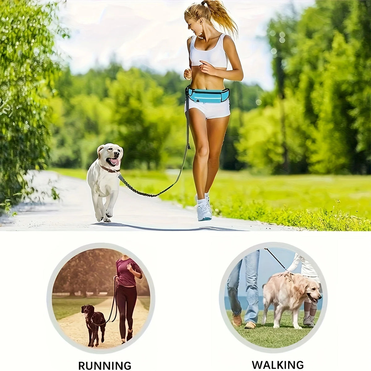 Reflective Hands-Free Running Dog Leash