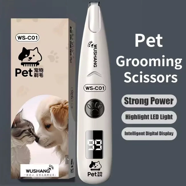 Pet Dog Electric Groomer Trimmer with LED Light Waterproof Pet