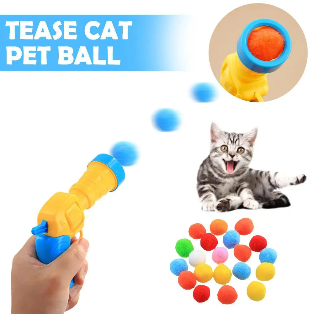 Cat Plush Ball Shooting Mini Pompoms Launcher Games