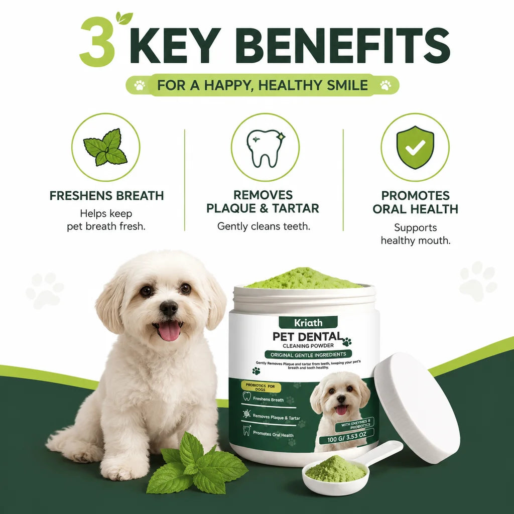 Dog Dental Care Powder Cat Breath Freshener Plaque Tartar Control Pet Oral Hygiene Natural Enzyme Teeth Cleaning Healthy Gums