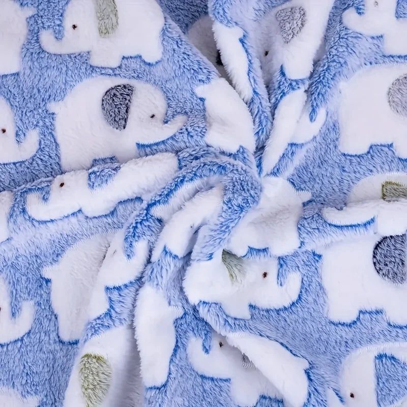 Soft and Cozy Cartoon Elephant Pet Blanket