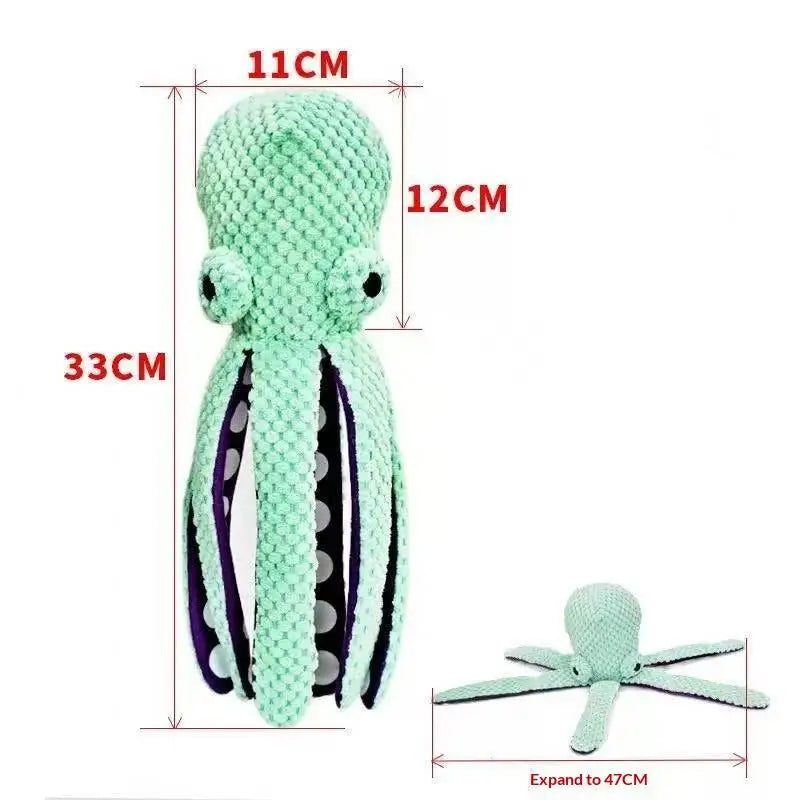 Durable Squeaky Octopus Dog Chew Toy Anxiety Relief Interactive