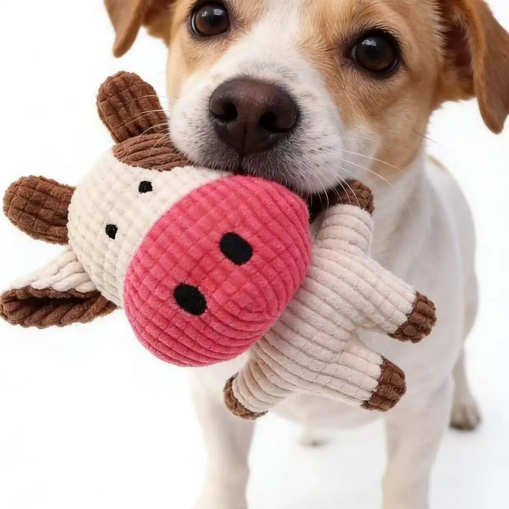 Cute Plush Toys Squeak Pet Cow Rabbit Animal Plush Toy Dog Chew