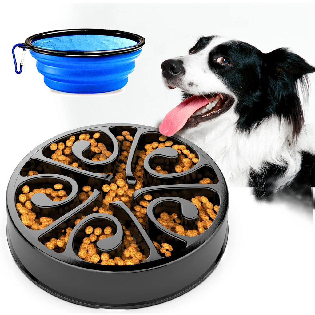 Pet Dog Slow Feeder Bowl Fun Non Slip Anti-Gulping Slower Food