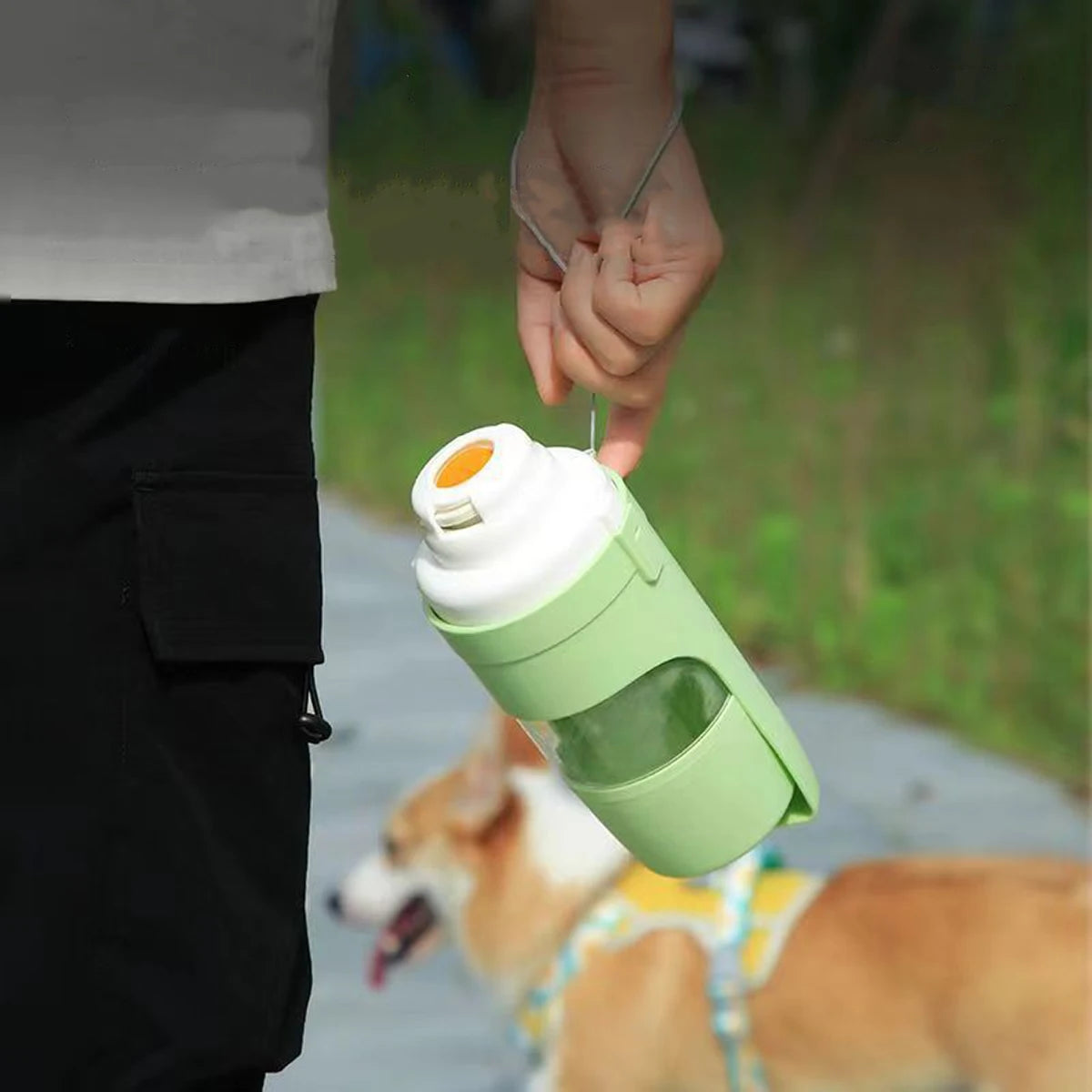 Portable Water Bottle with Food Container for Dogs