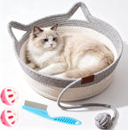 Cat Instinct Basket - Hand-Woven Cotton Rope Fun Bed, Equipped