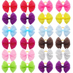 Lace Dogs Hair Bows with Dotted Dog Hair Rubber Bands Colorful