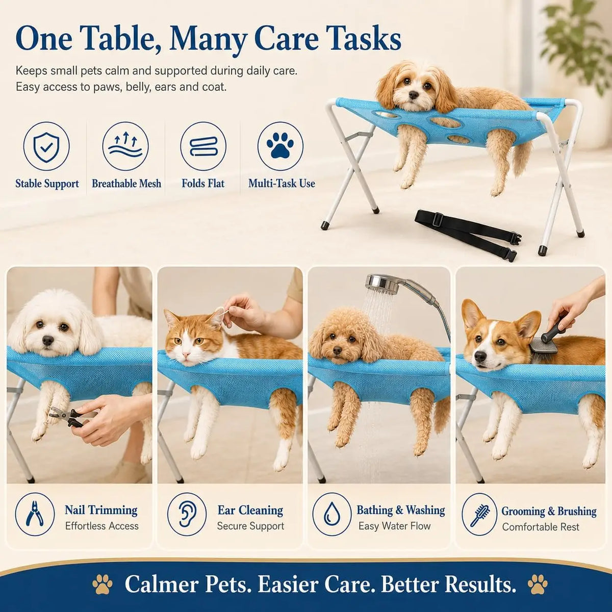 Pet Dog Bath Hammock Foldable Pet Cat Shower Grooming Table Hammoc
