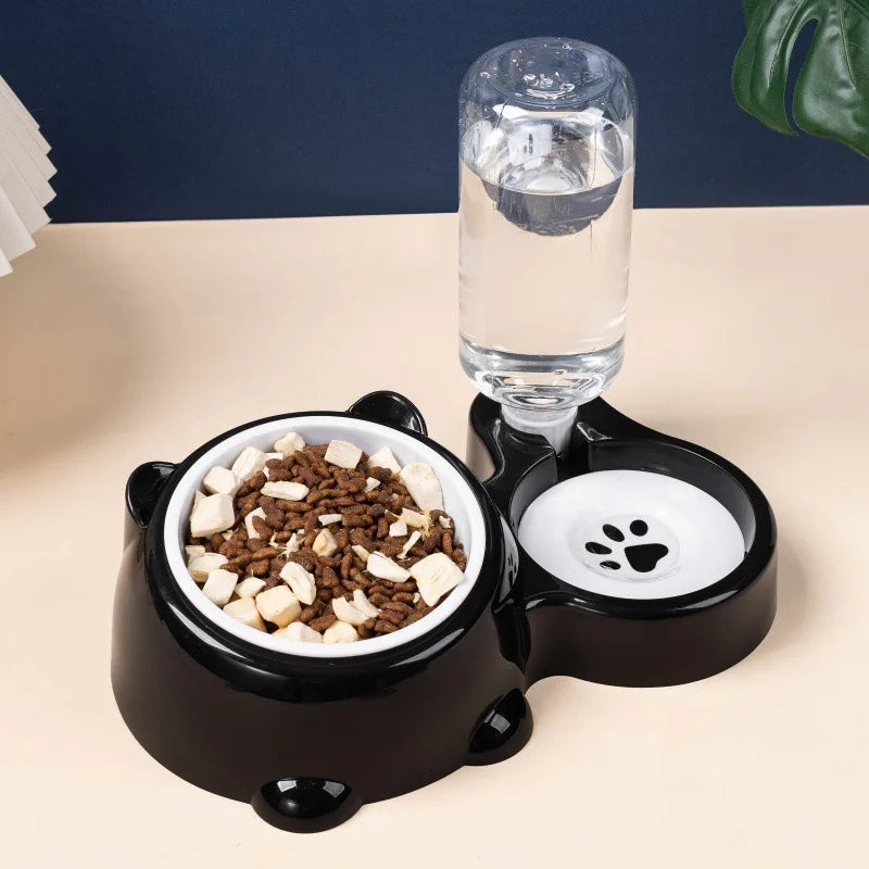 Pet Bowl 2-in-1 Auto Water Feeder, Tilted Elevated Cat Dog Bowl