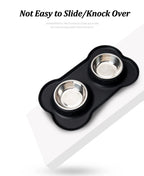 Stainless Steel Pet Dog Feeder Silicone Anti-Spill Cats Dog Double
