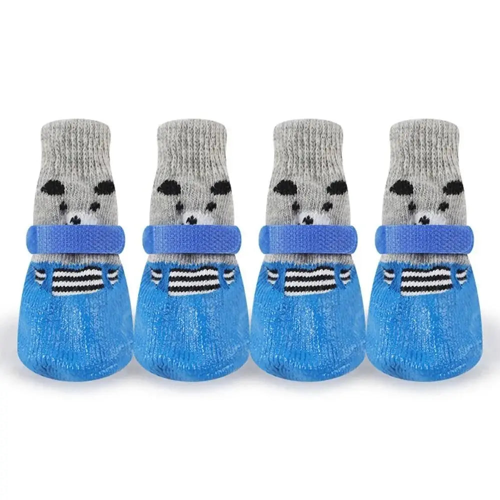 Pet Dog Shoes Socks Waterproof Cats Dogs Rubber Non-slip Socks, Knitting Warm Rain Snow Boots for Small Medium Pets Outdoor