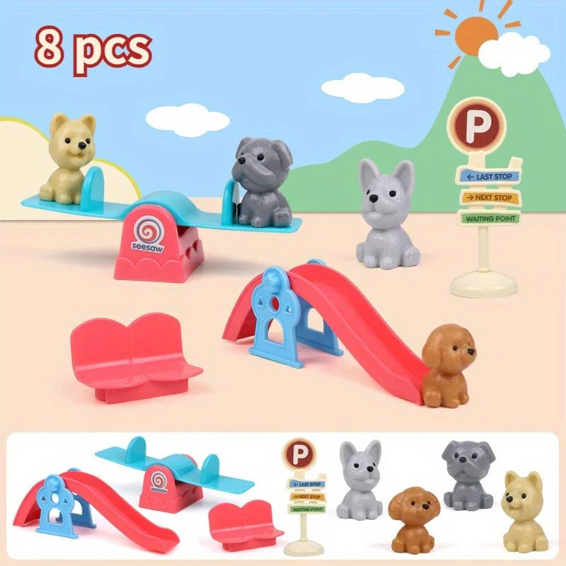 Cute Dog Pet Basket Doll Set