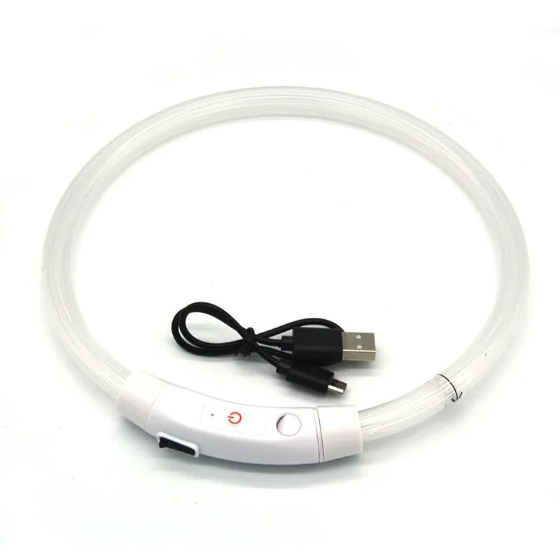 USB Rechargeable Fiber Optic Collar Pet Dog LED Light Collar