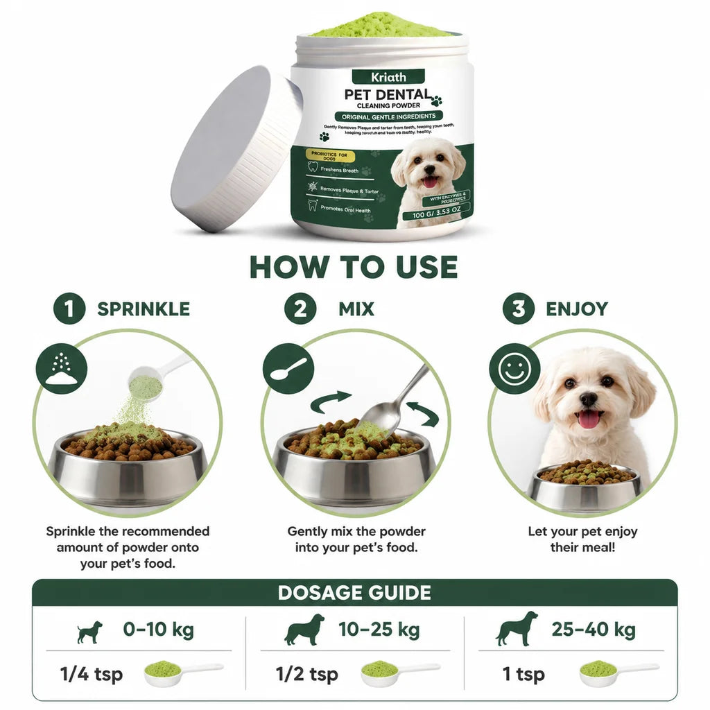 Dog Dental Care Powder Cat Breath Freshener Plaque Tartar Control Pet Oral Hygiene Natural Enzyme Teeth Cleaning Healthy Gums
