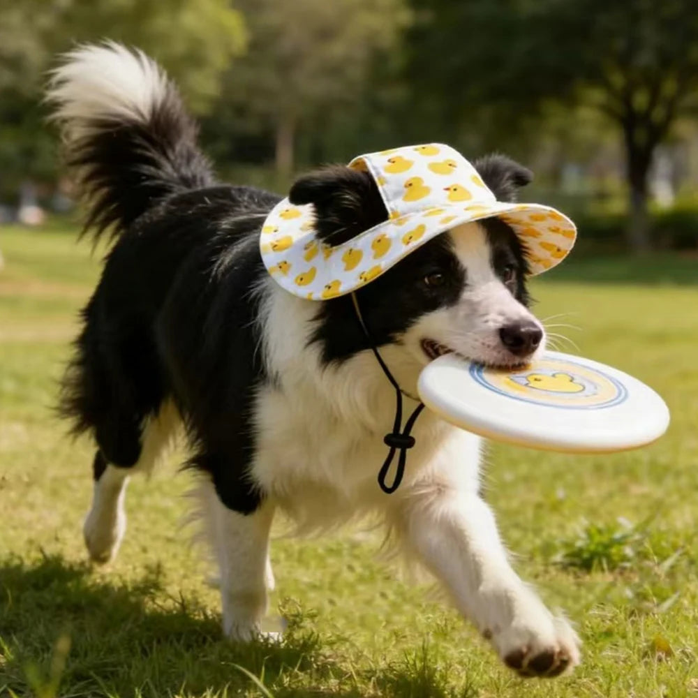 Pet Bucket Hat Summer Sun Cap Adjustable for Small Medium Dogs