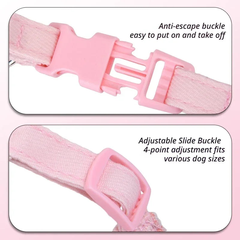 Bow Pet Chest Harness Leash 2-Piece Set, Comfortable Breathable