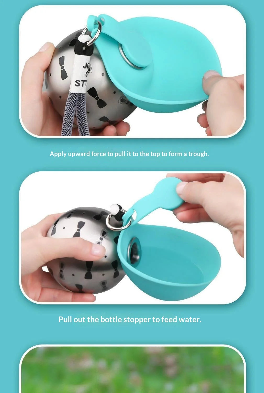 2-In-1 Portable Dog Water Bottle Foldable Silicone Dog Bowl