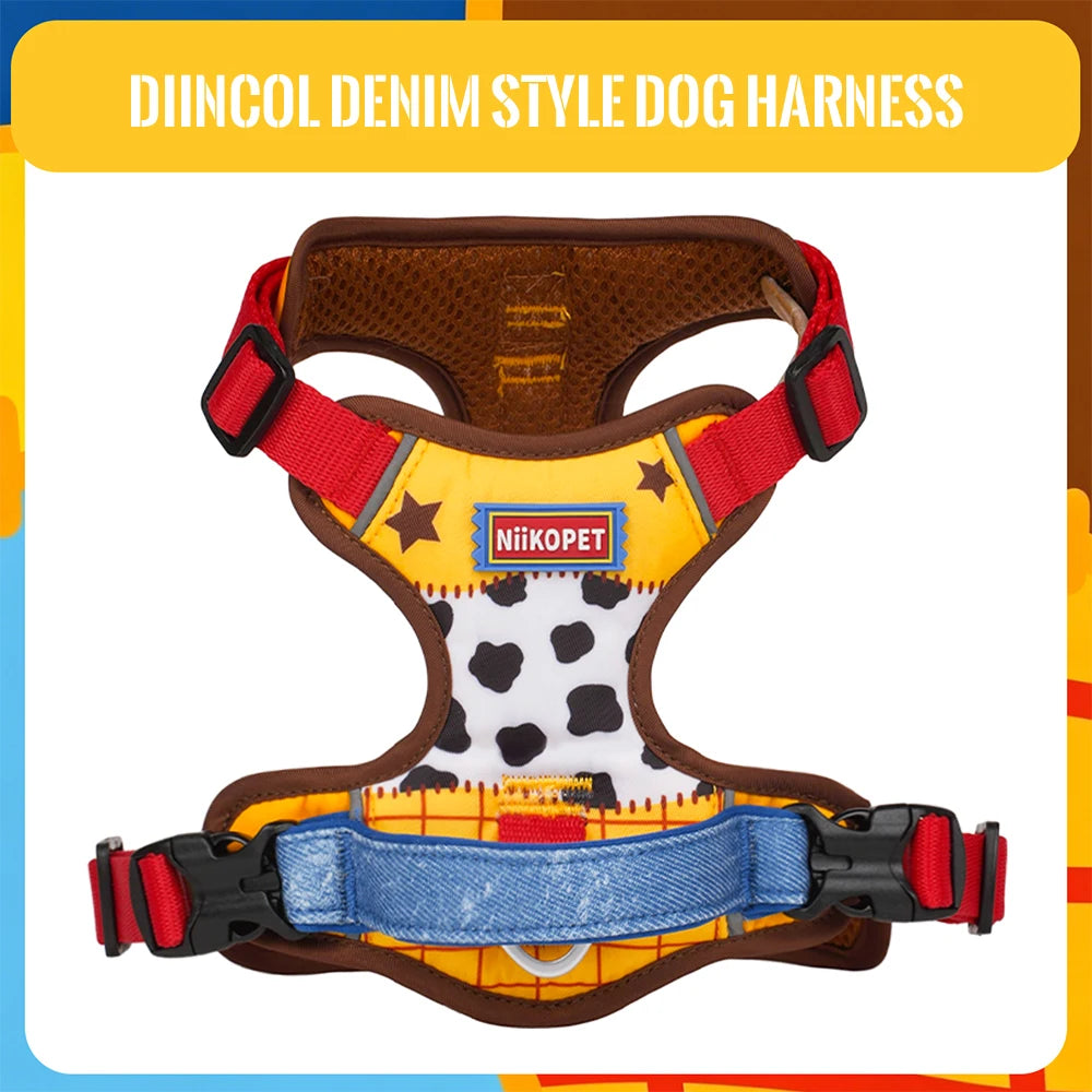 Comfortable Breathable Mesh-Lined Printed Pet Harness with