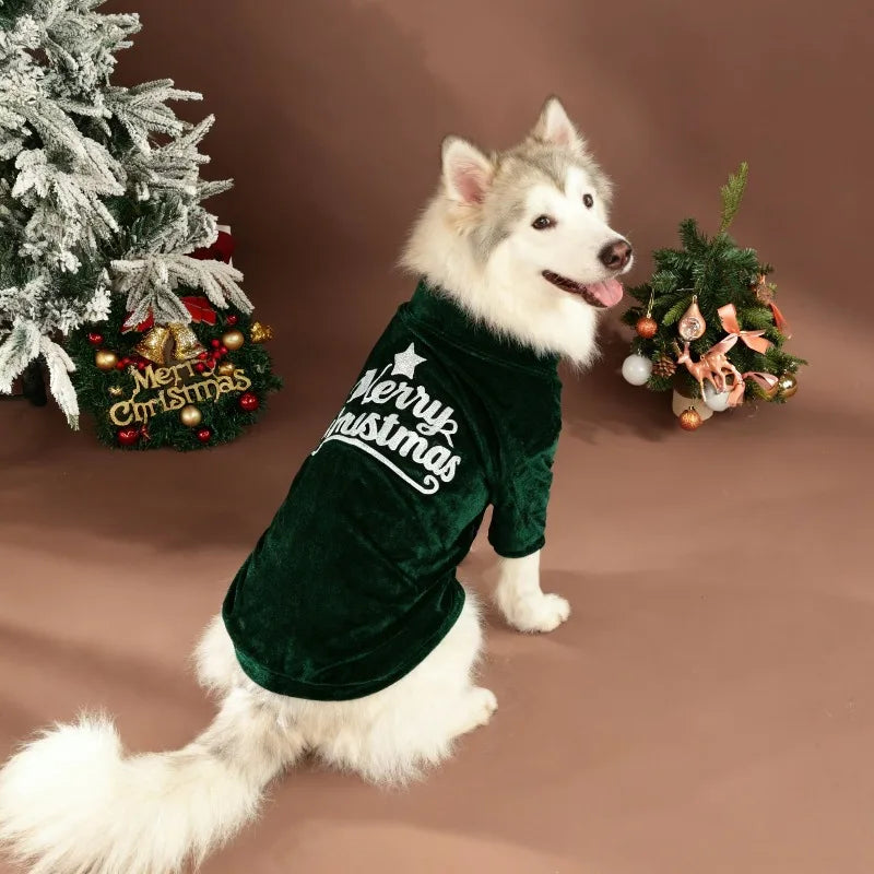 Pet Christmas Clothes Classic Merry Christmas Print Fall Winter