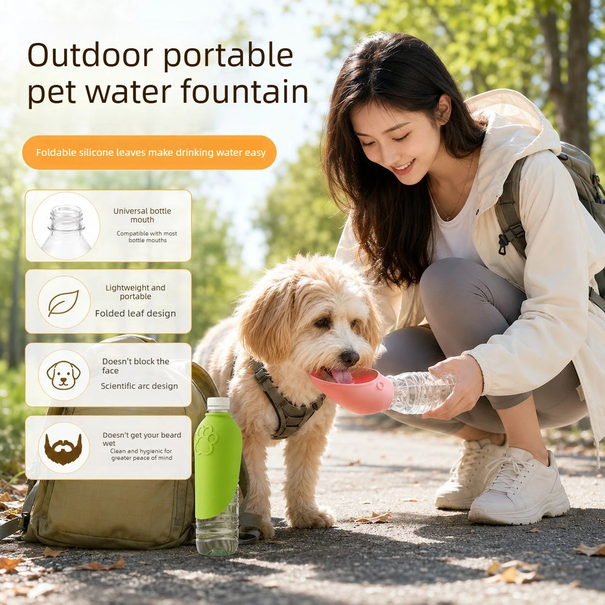 Portable Pet Outdoor Drinking Water Cup Dog Silicone Foldable Leaf