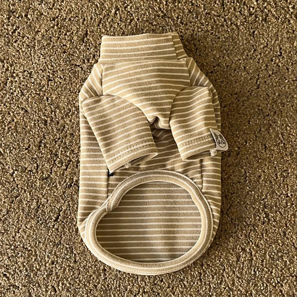 Pet Bottoming Shirt Teddy Beige Striped Vest Bichon Frise Winter