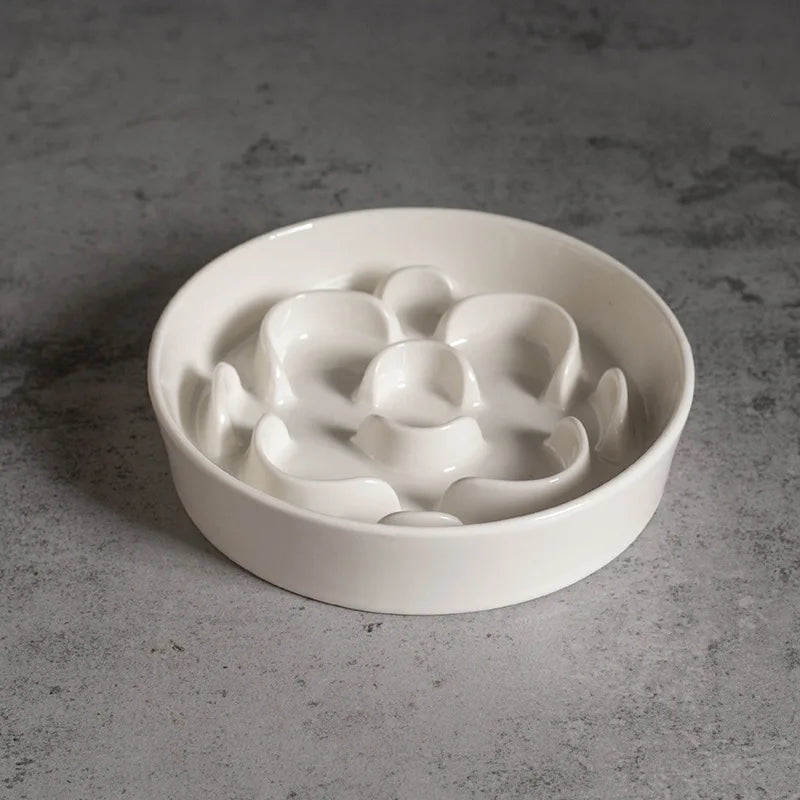 Elevated Ceramic Slow Feeder Bowl for Dogs Cats, Anti-Choking Maze