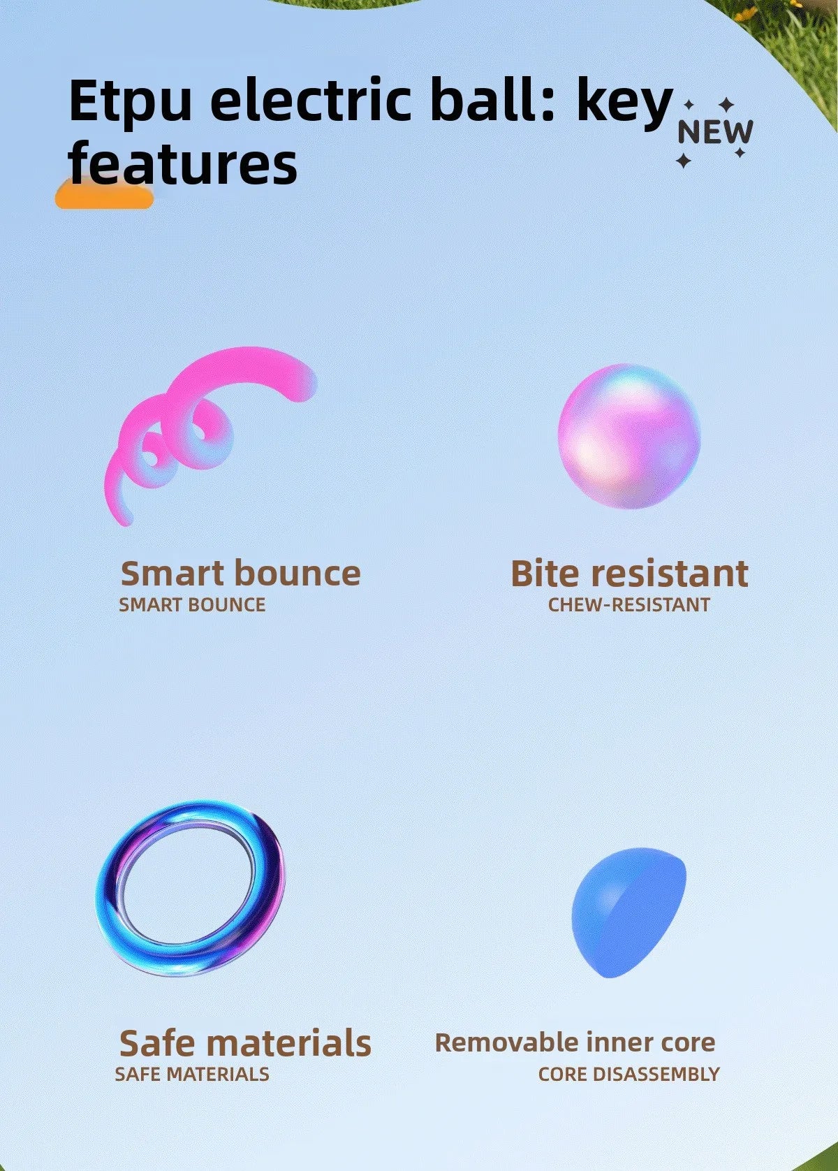 Etpu Dog Bite-Resistant Ball Round Electric Non-Toxic Molar Ball