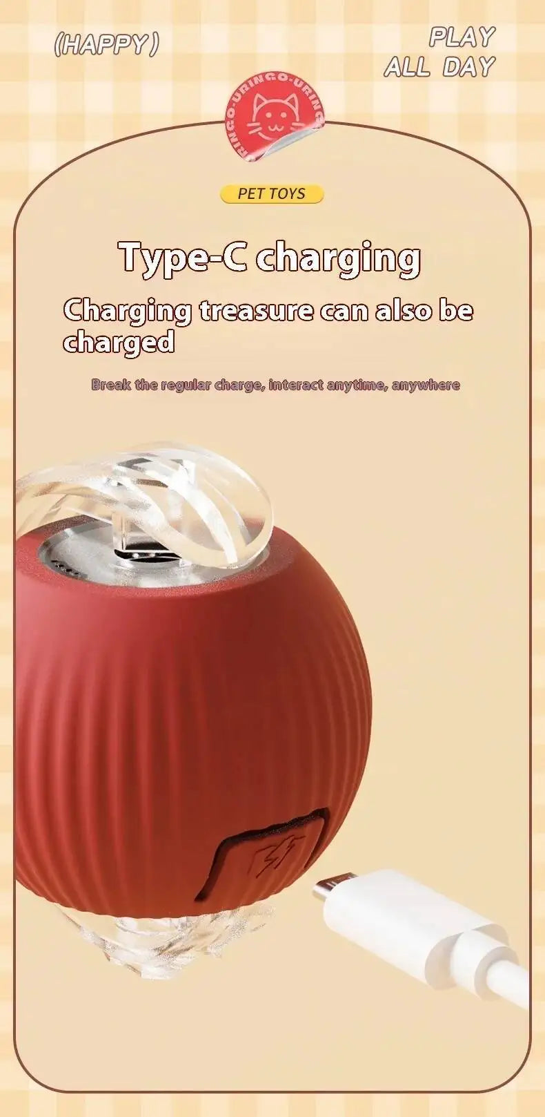 Smart Dog Toy Ball Electronic Interactive Pet Toy Moving Ball Usb