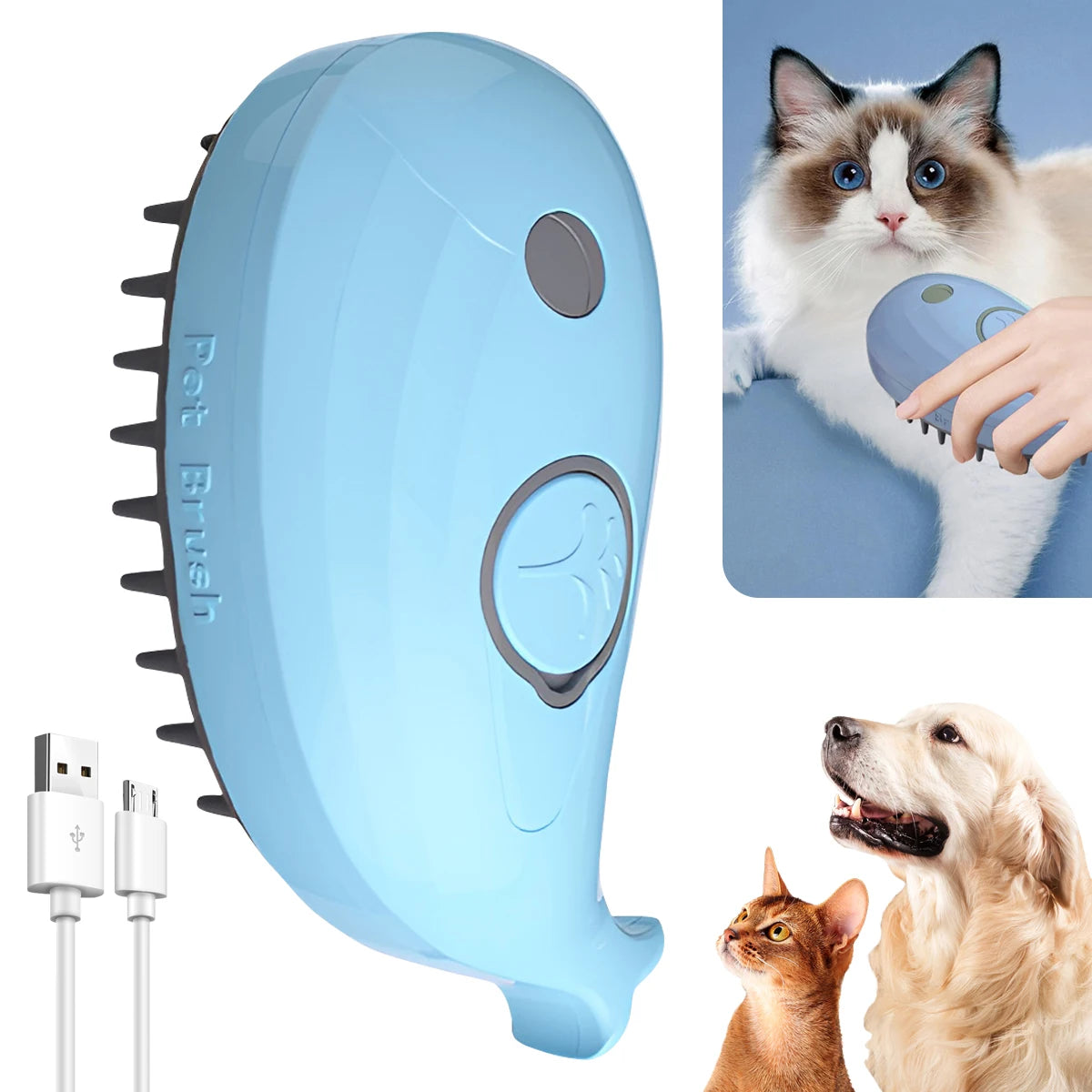 3-in-1 Spray Cat Brush Steamy Dog Brush Electric Spray Cat Hair