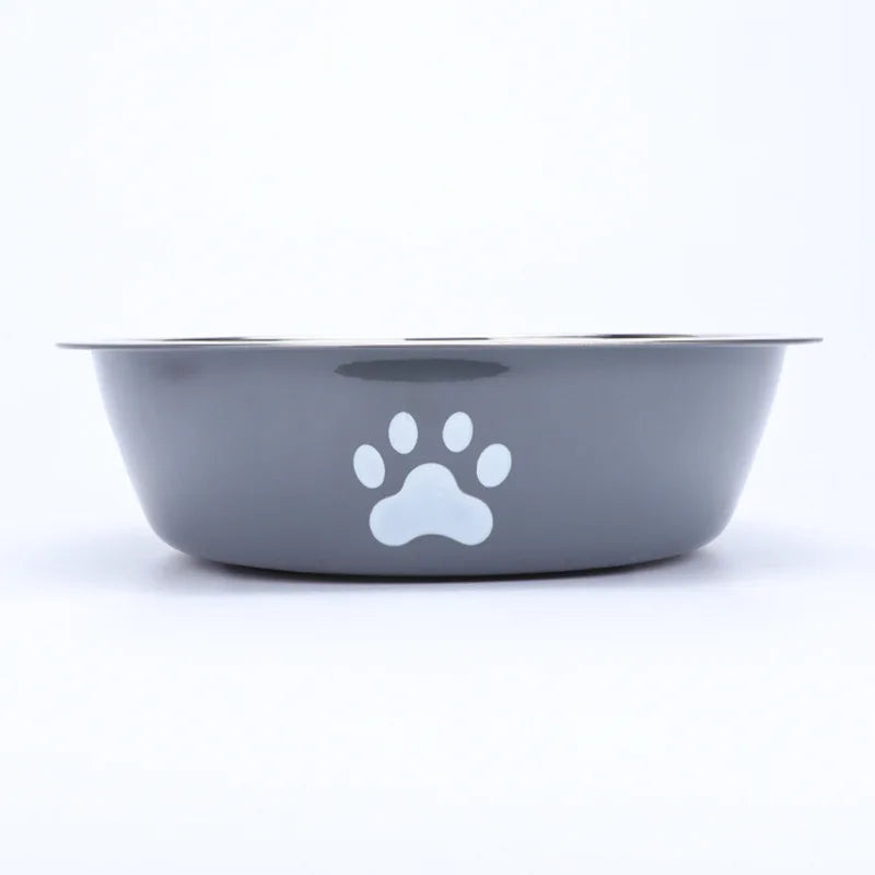 Stainless Steel Dog Bowl with Paw Print Design