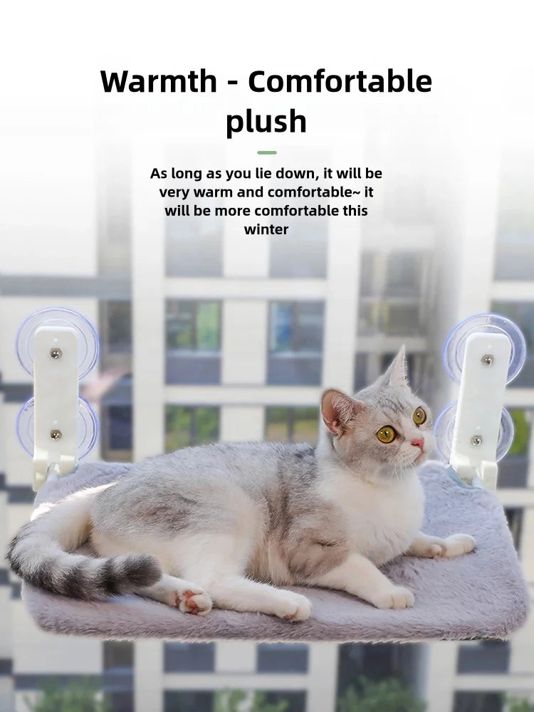 Assembly Free Folding Cat Hammock Plush Mesh Cat Window Wall