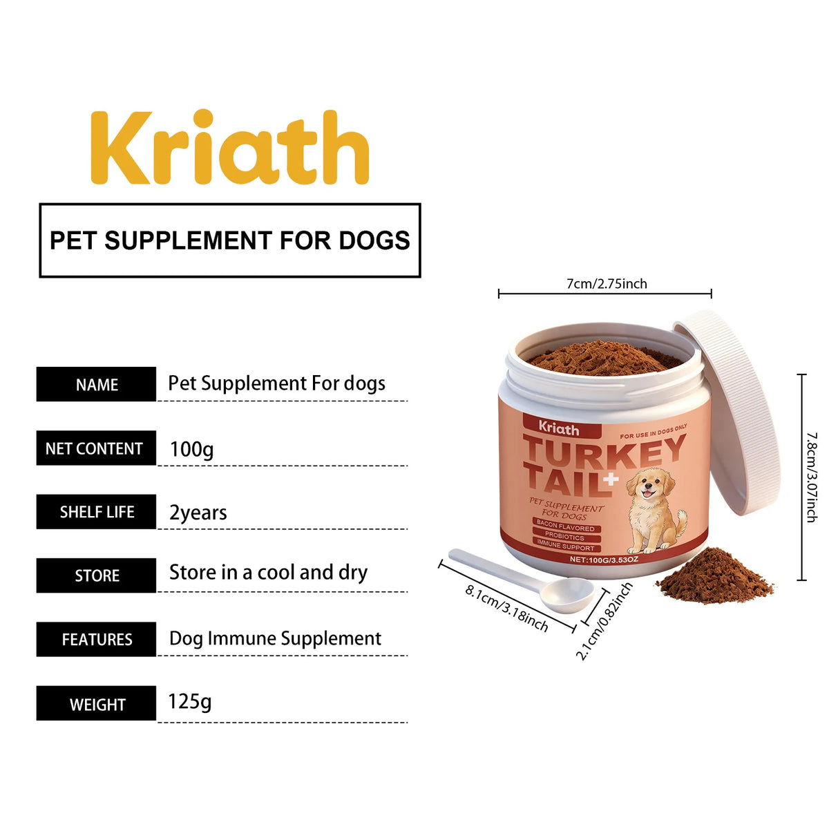 Dog Nutrition Health Supplement Powder Improve Pet Vitality Balance Intestinal Flora Skin Coat Wellness Boost Body Defense 100g