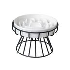 Elevated Ceramic Slow Feeder Bowl for Dogs Cats, Anti-Choking Maze
