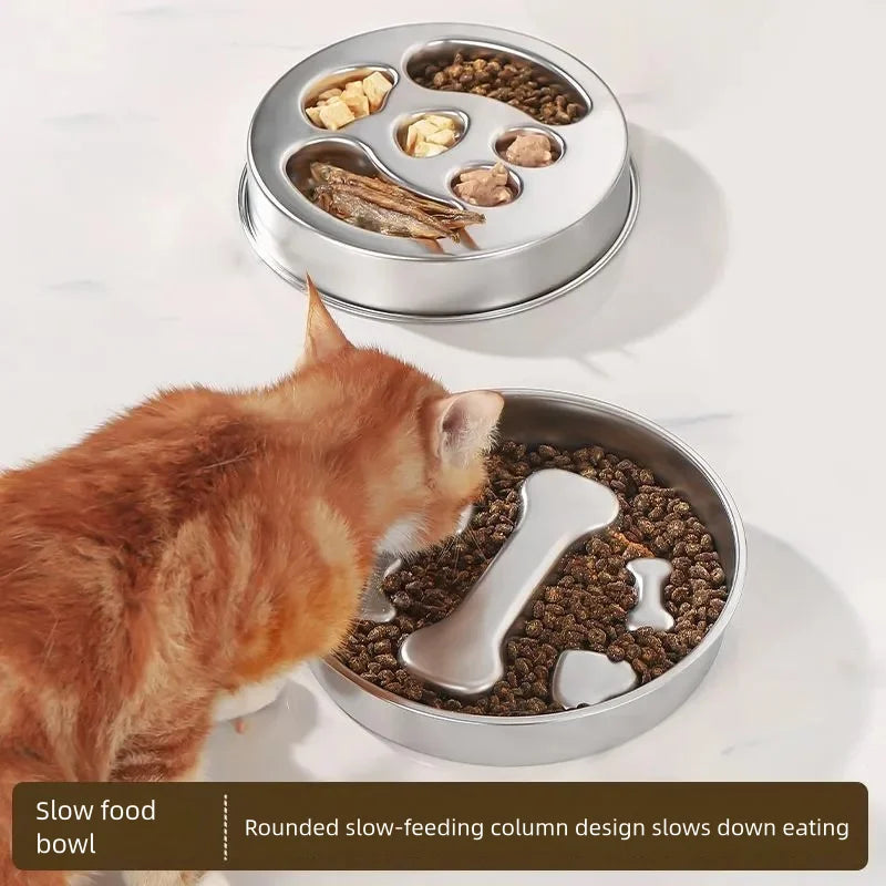 Stainless Steel Slow Feeder Bowl, Non-Slip Pet Food Bowl