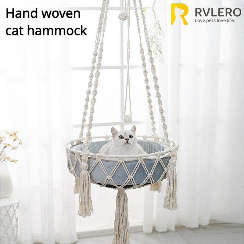 Winter Pet Hammock Cat Swing Hand Woven Cotton Rope Cats Hanging