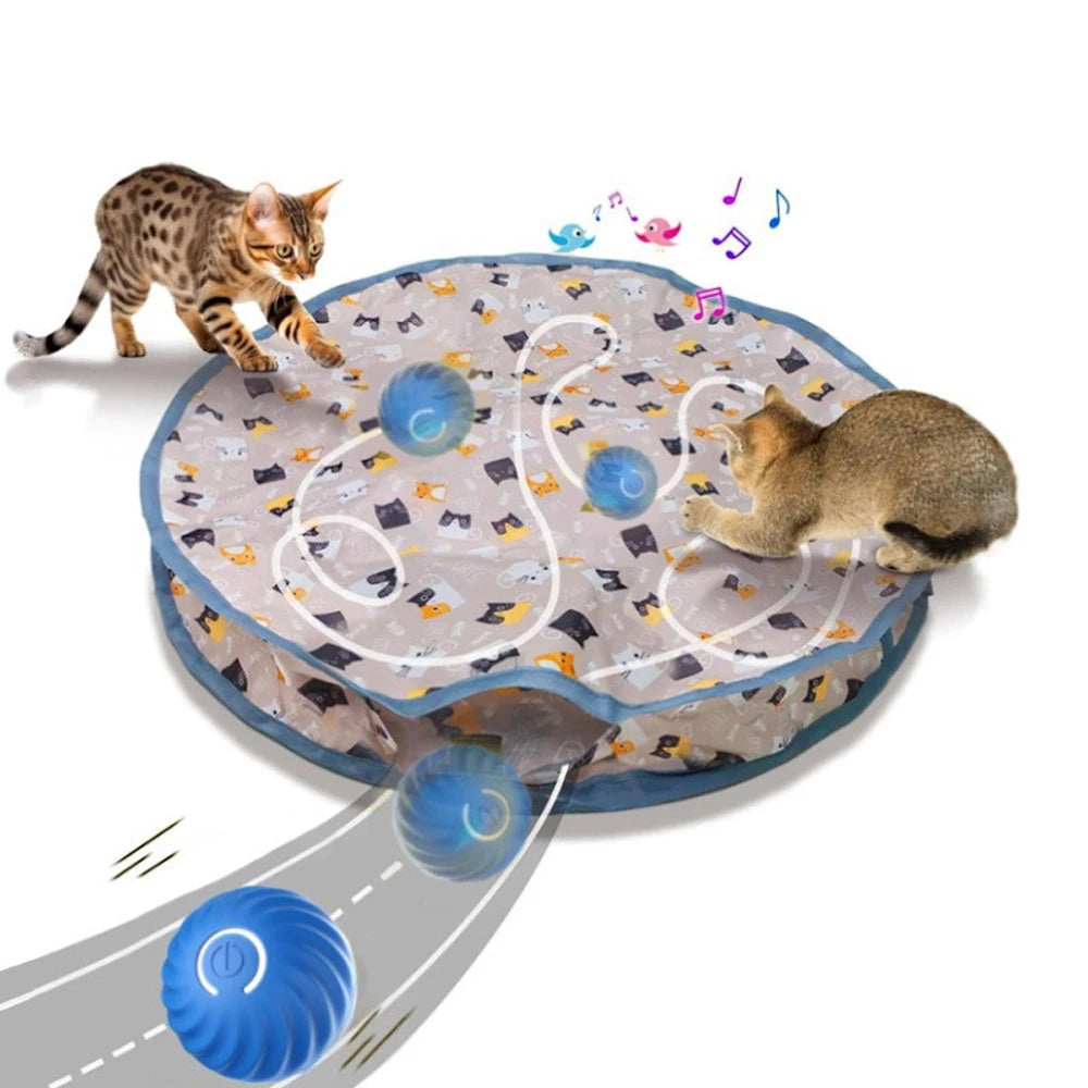 Smart Interactive Cat Toys Ball Fast Rolling in Pouch Hide and