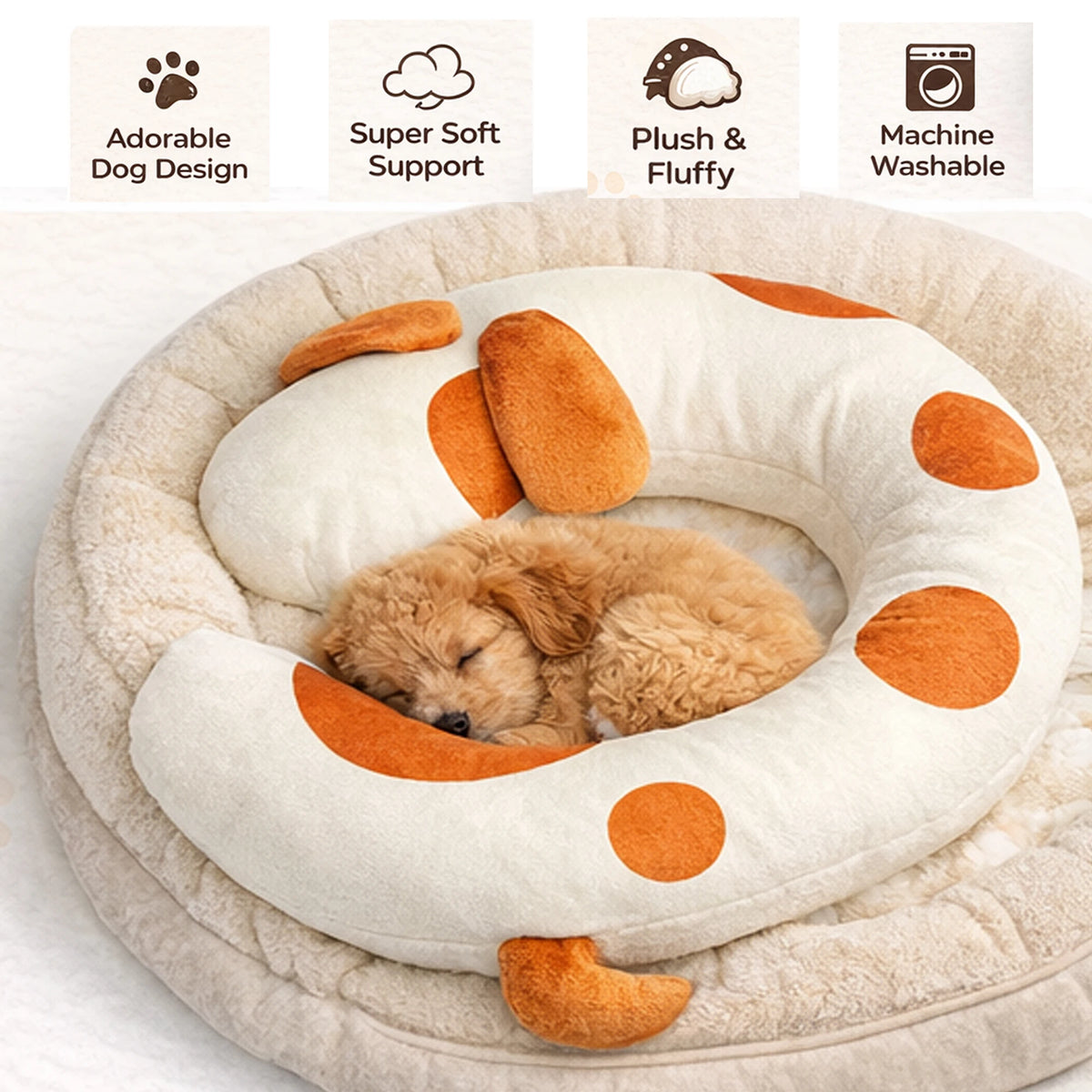 Dog Bed Pillow Soft Breathable Fabric Protects Spine Suitable