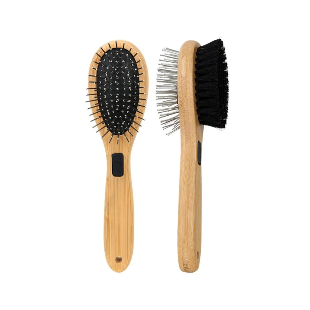 Dual-Sided Boar Bristle Pet Brush: Massage & Deshedding Grooming