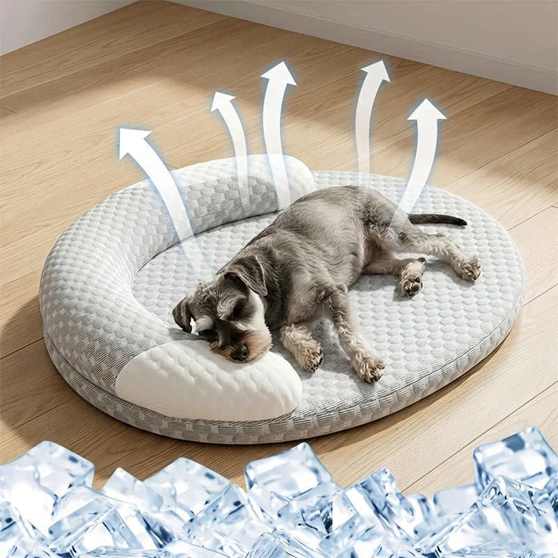 Orthopedic Cold Dog Bed, Breathable Summer Pet Mat with Raised