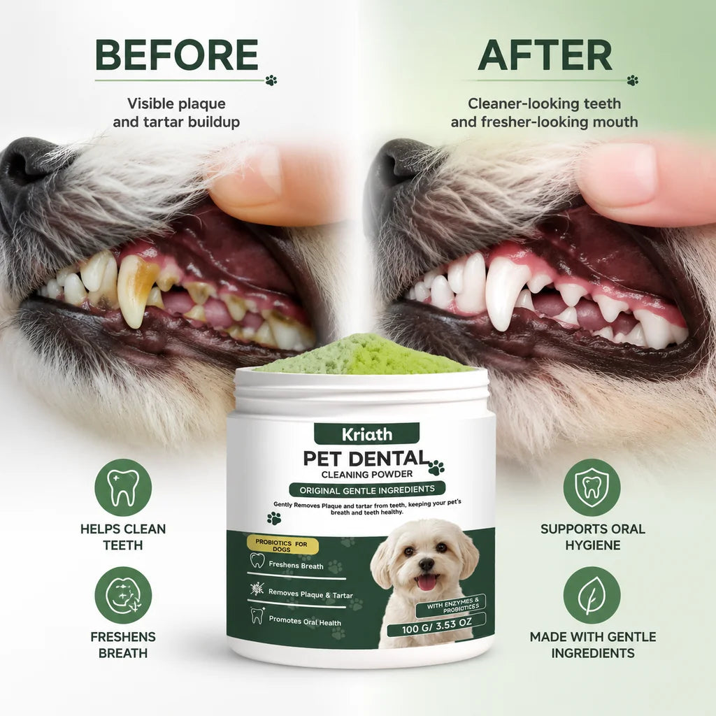 Dog Dental Care Powder Cat Breath Freshener Plaque Tartar Control Pet Oral Hygiene Natural Enzyme Teeth Cleaning Healthy Gums