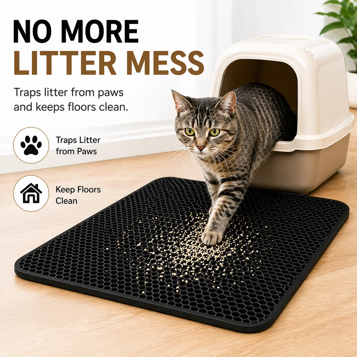 Cat Litter Mat, Honeycomb Double Layer Design, Eva Pad for Litter