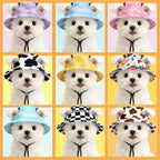 Pet Bucket Hat Summer Sun Cap Adjustable for Small Medium Dogs