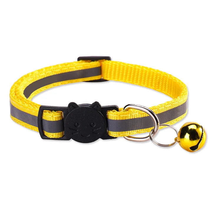 Reflective Pet Collar with Bell Adjustable Nylon Dog Cat Collar