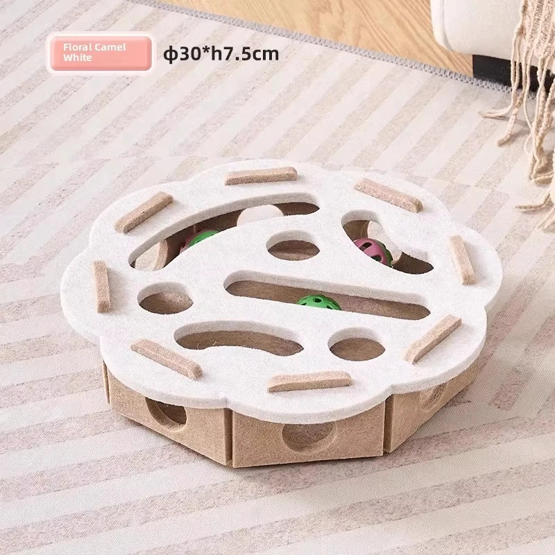 Cat PUzzle Toy Felt PUzzle Box Cat Exercise Toy with Ball Indoor