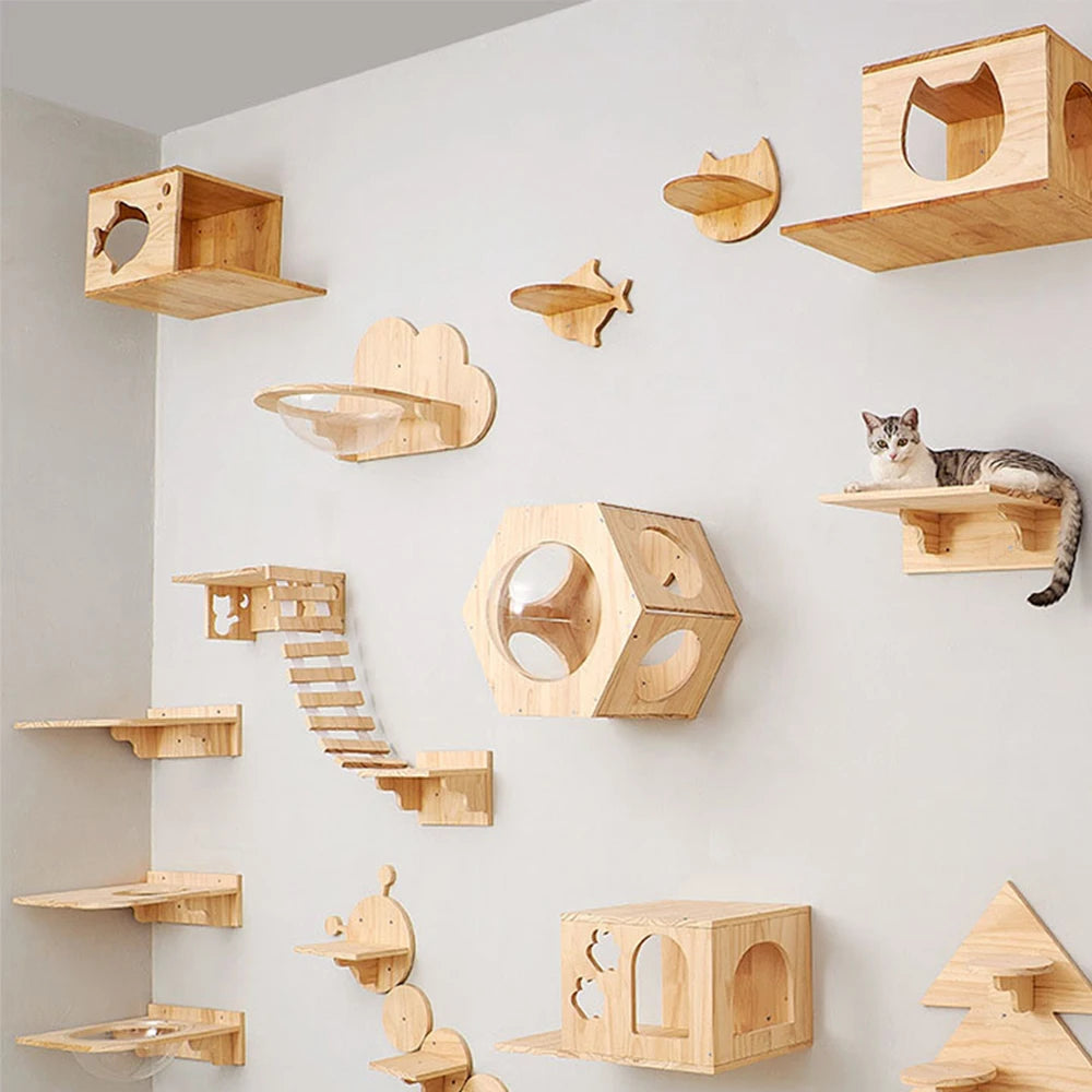 Diy Cat Wall Climbing Shelves Hammock Scratching Post Scratcher