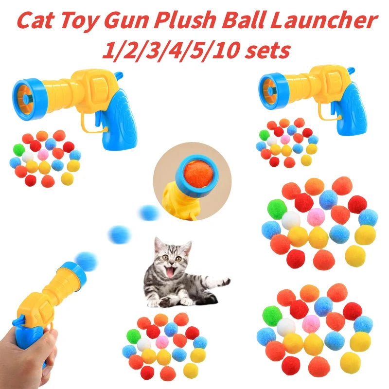 Cat Plush Ball Shooting Mini Pompoms Launcher Games