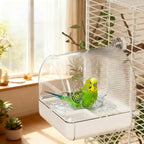Transparent Bird Bath Cage Splash Proof Food Holder Box Bird