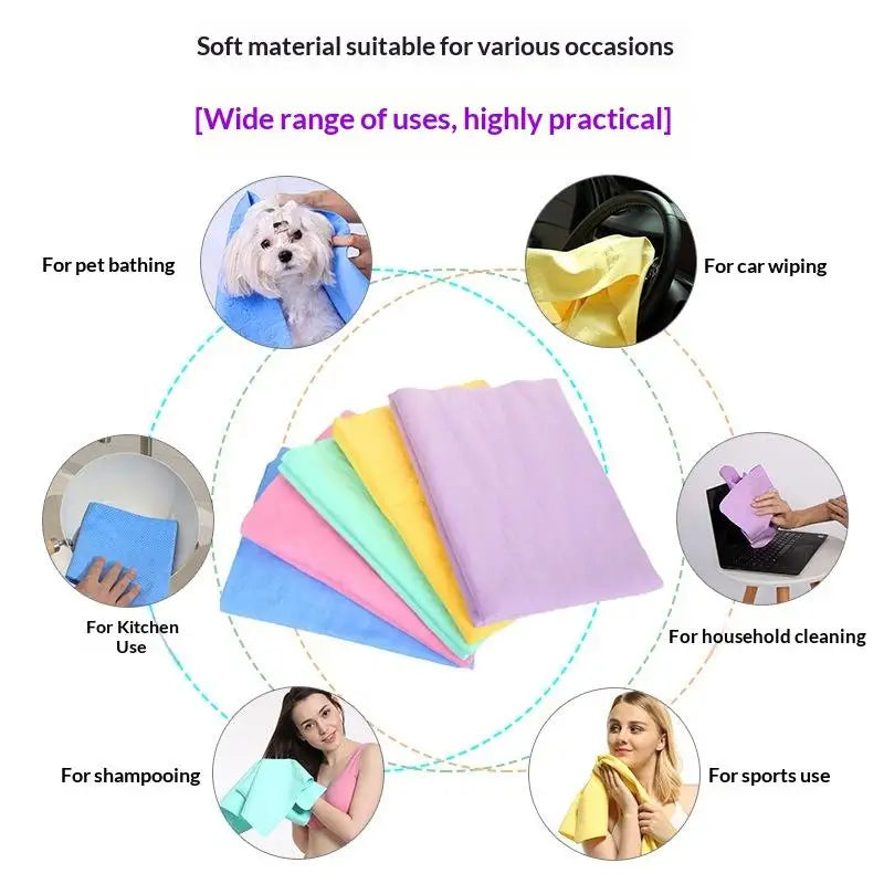 Pet Bath Towel Quick Dry 1PC Ultra Absorbent PVA Microfiber for Dogs Cats for Grooming Travel Home Use