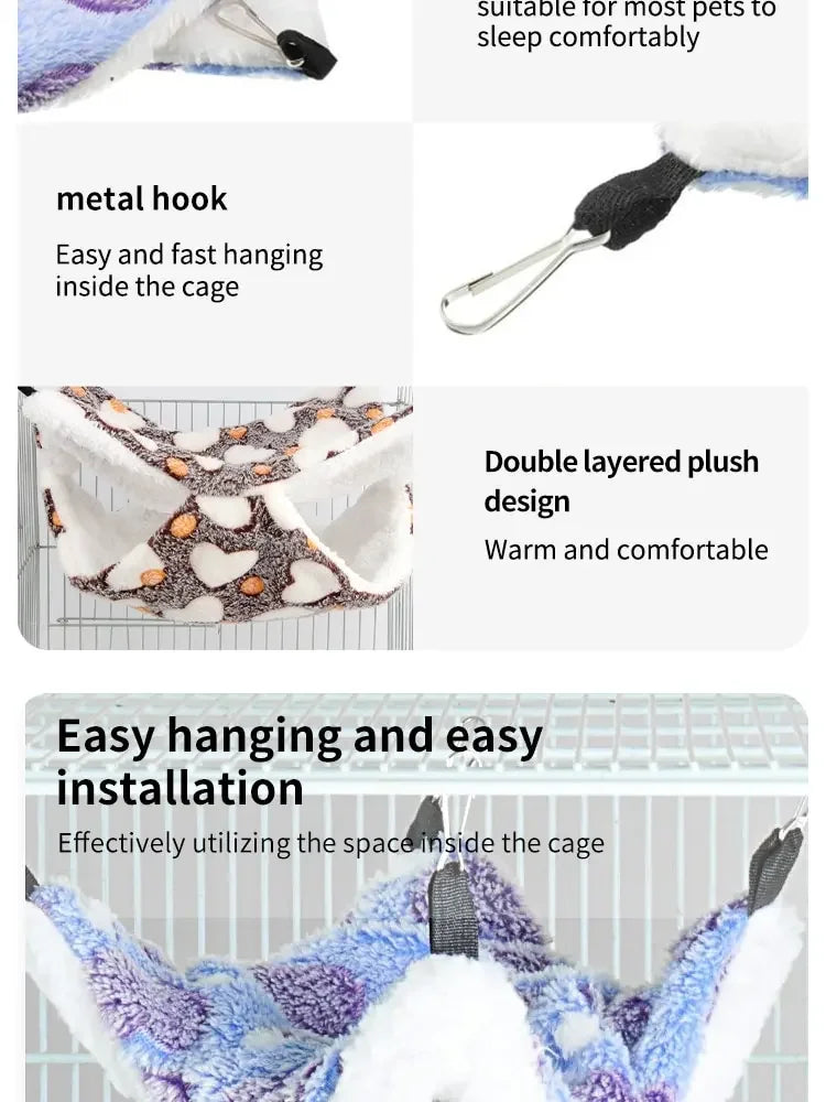 Hamster Hammock Small Pet Hanging Bed Double Warm Thickened